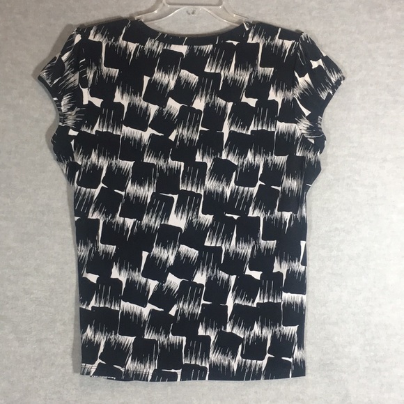 WORTHINGTON Abstract Brush Stroke Design Poly Jersey Knit Scoop Neck w/Gathering - Picture 2 of 16